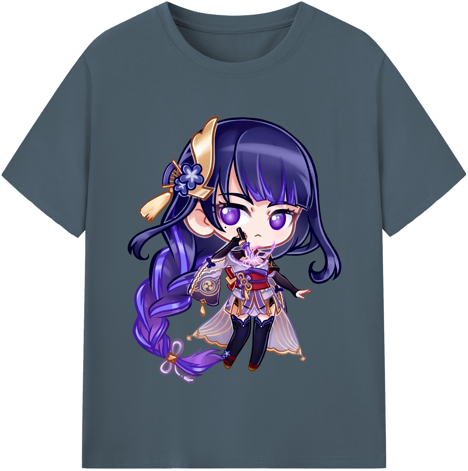 げんし神 雷電将軍 らいでんしょうぐん genshin Raiden Shogun 綿100％半袖Tシャツ（フロントプリント）
